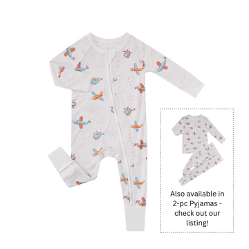 Little Pilot - Double Zipper Bamboo Sleepsuit