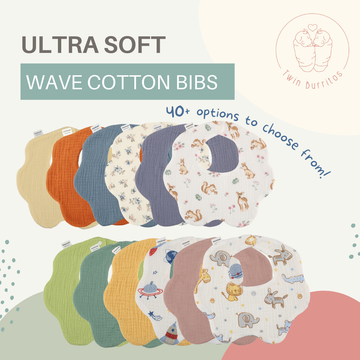 Wave-Shaped Baby Cotton Bib – Solid Colors