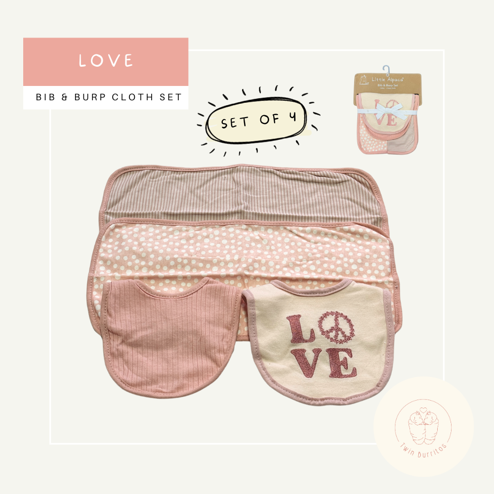 (Set of 4) Bib and Burp Cloth Set