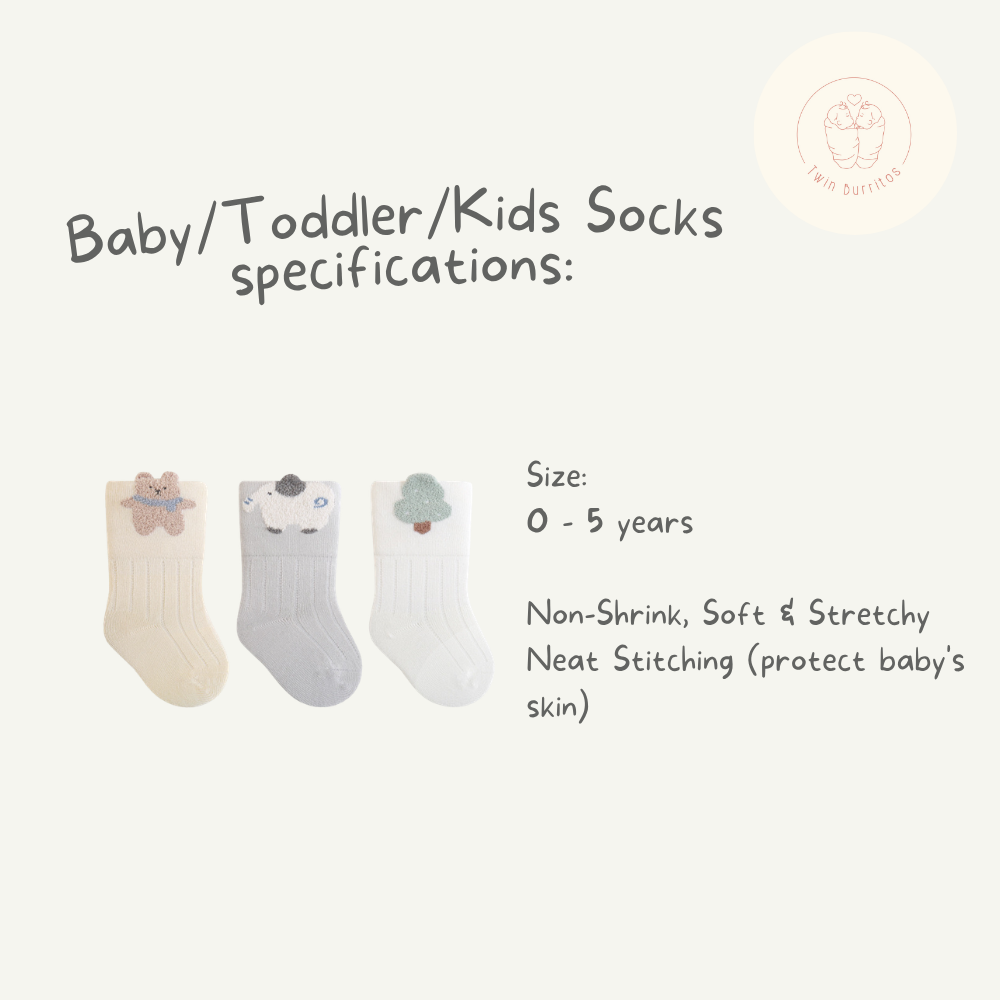 Baby & Kids Socks 3 Pairs Set (0–5 Years) | Snuggly Buddies
