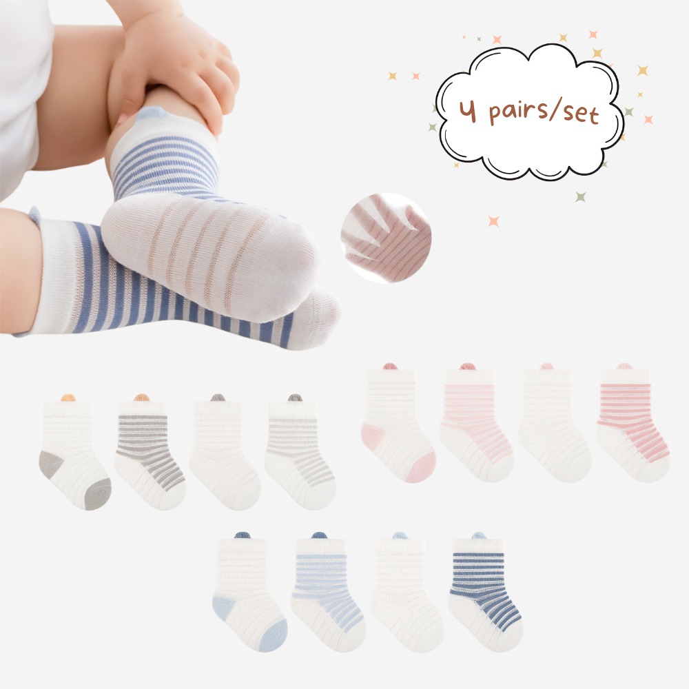 Baby & Kids Socks 4 Pairs Set (0–5 Years) | Stripey