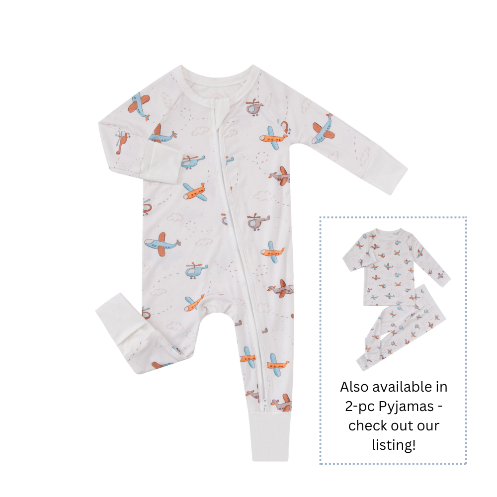Little Pilot - Double Zipper Bamboo Sleepsuit