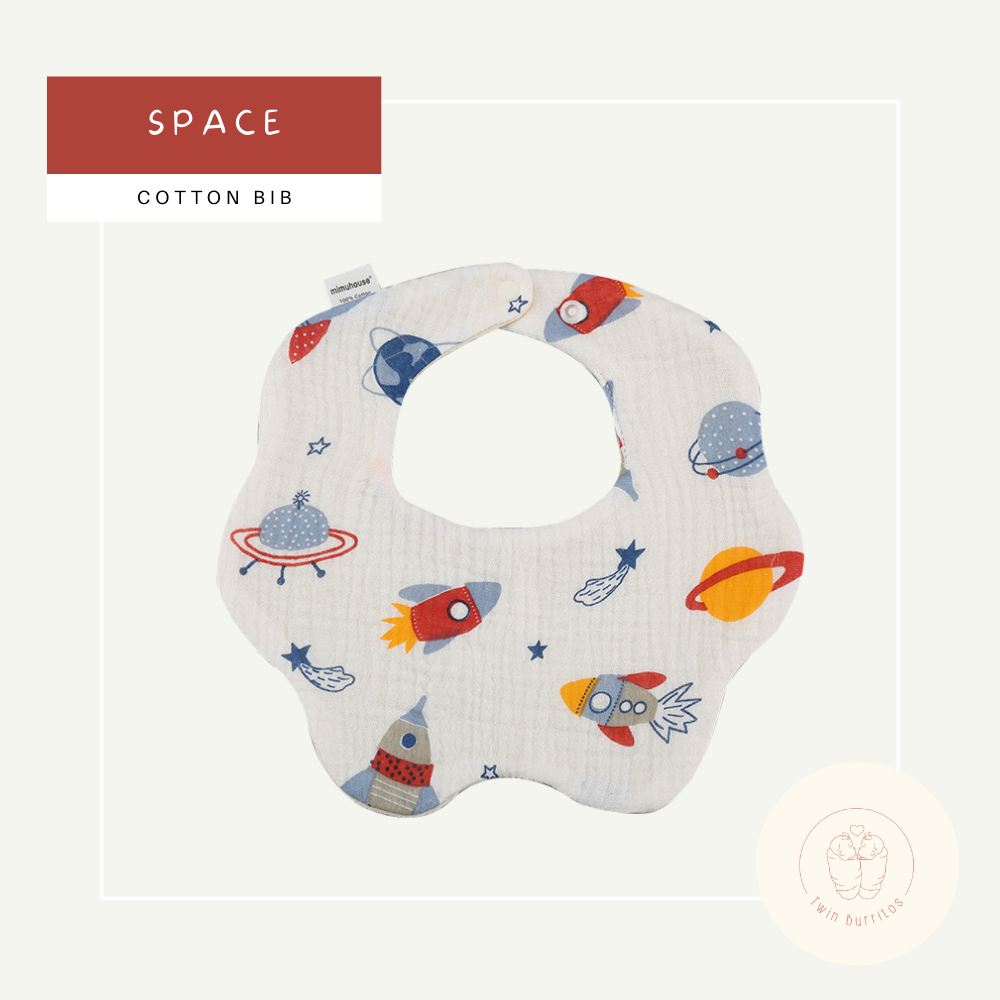 Wave-Shaped Baby Cotton Bib - Printed