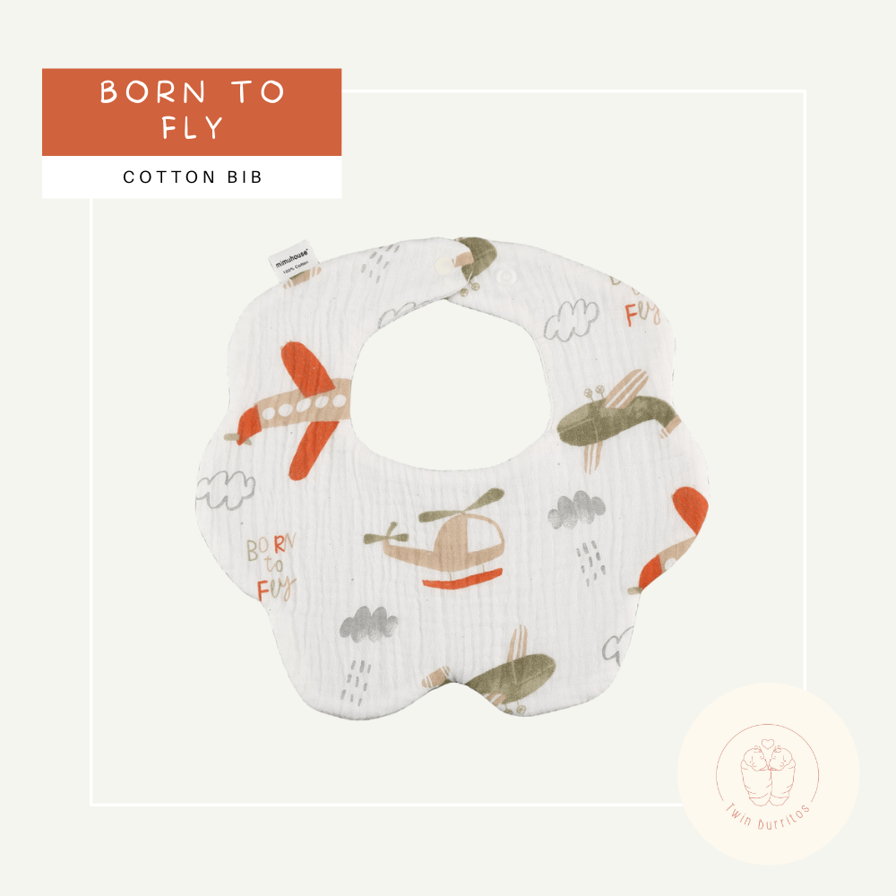 Wave-Shaped Baby Cotton Bib - Printed