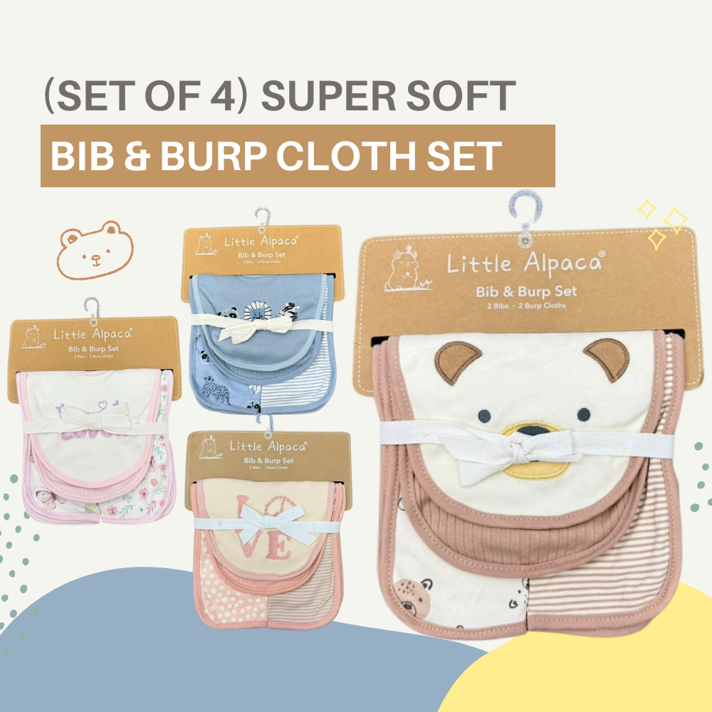 (Set of 4) Bib and Burp Cloth Set