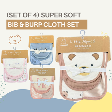 (Set of 4) Bib and Burp Cloth Set