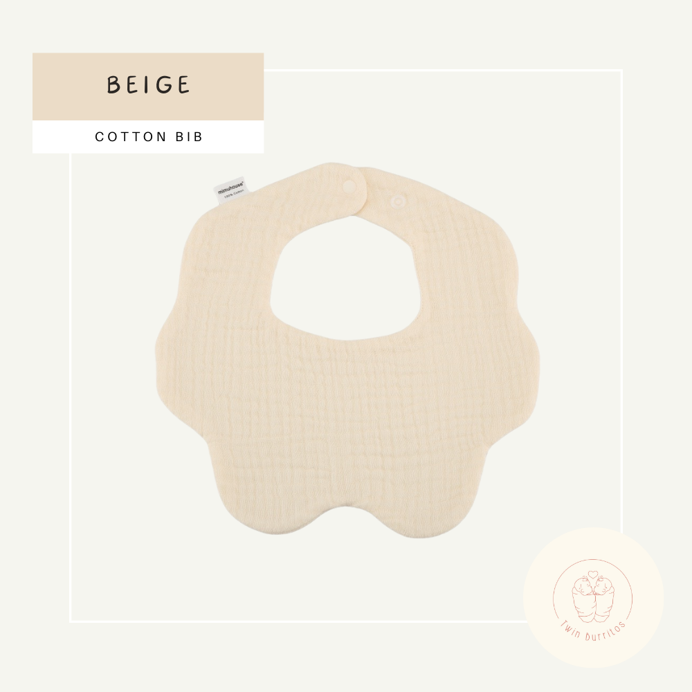 Wave-Shaped Baby Cotton Bib – Solid Colors
