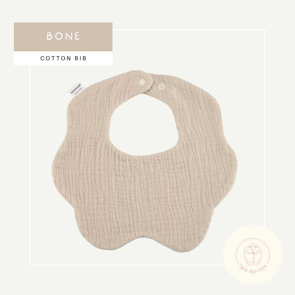 Wave-Shaped Baby Cotton Bib – Solid Colors