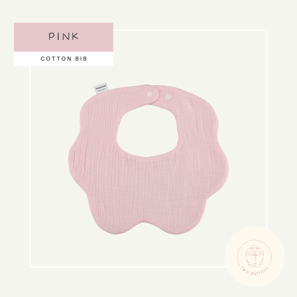 Wave-Shaped Baby Cotton Bib – Solid Colors