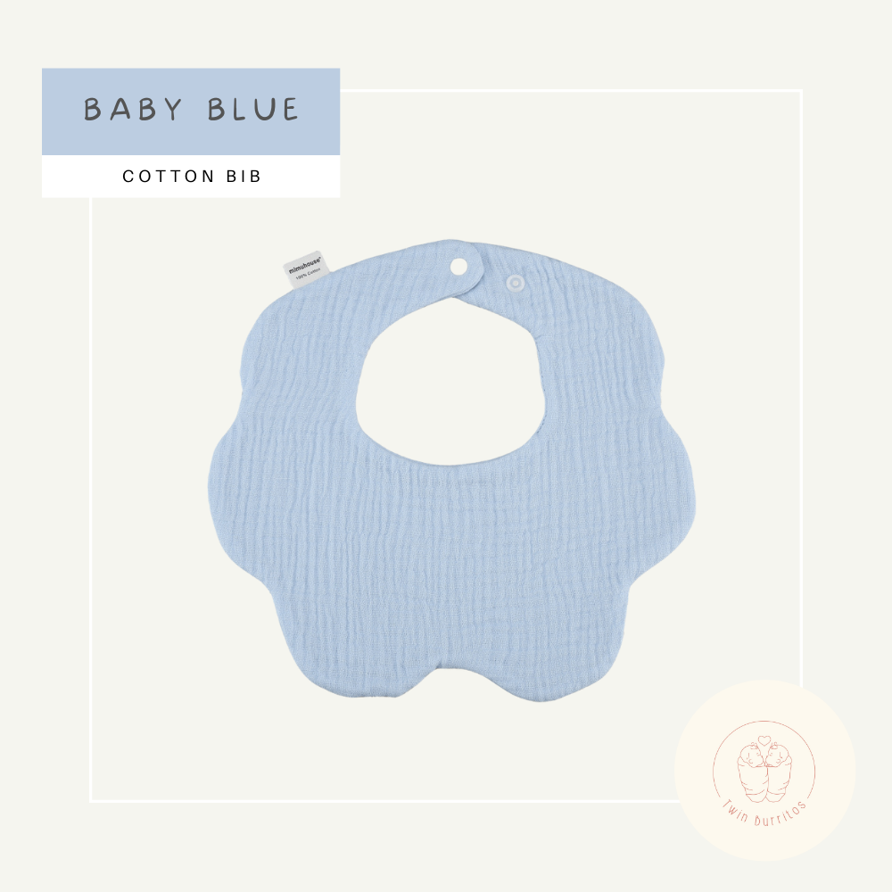 Wave-Shaped Baby Cotton Bib – Solid Colors