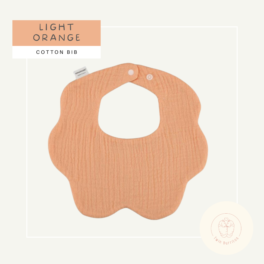 Wave-Shaped Baby Cotton Bib – Solid Colors