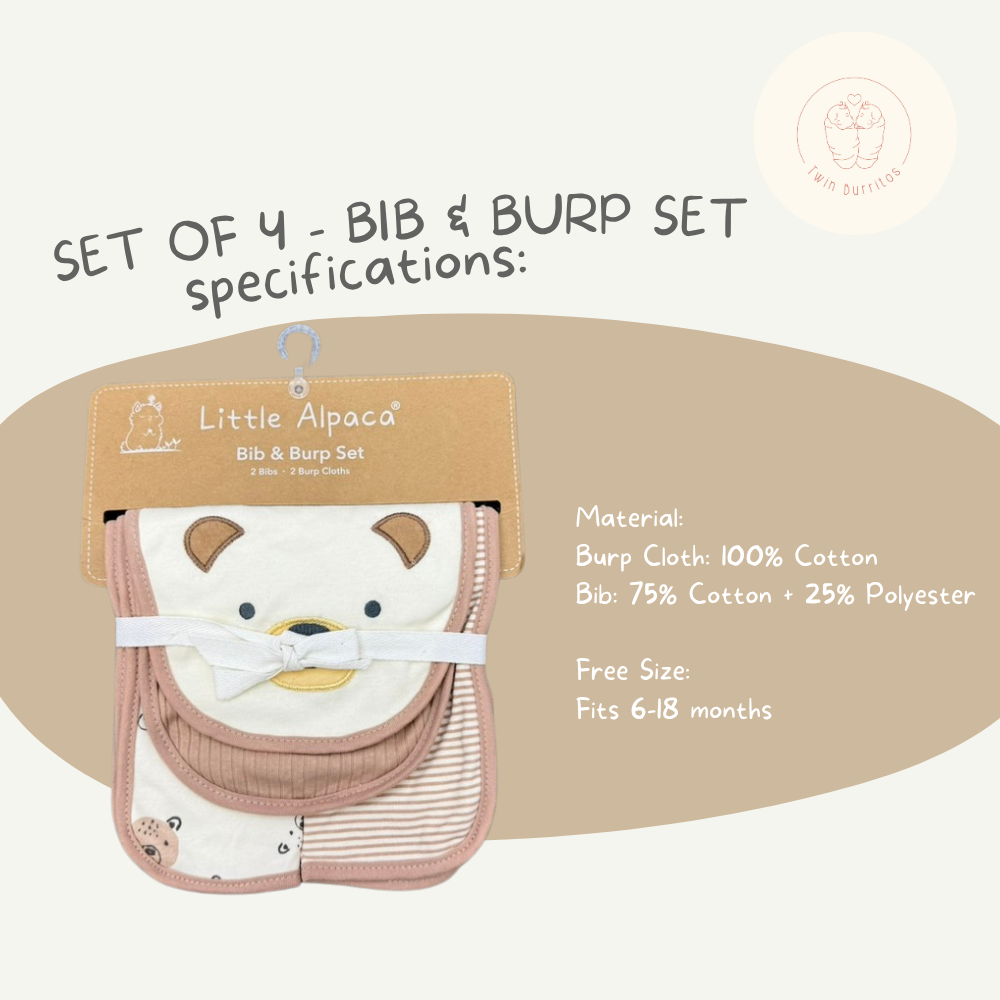 (Set of 4) Bib and Burp Cloth Set