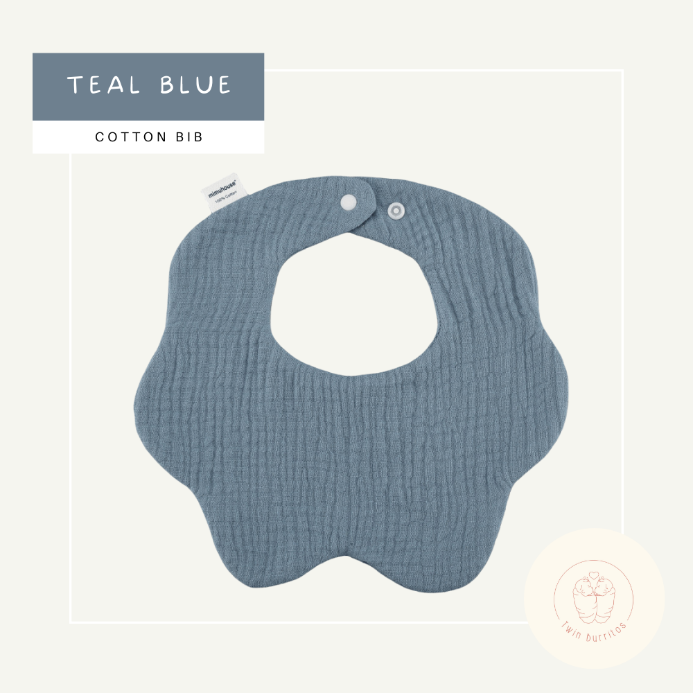 Wave-Shaped Baby Cotton Bib – Solid Colors