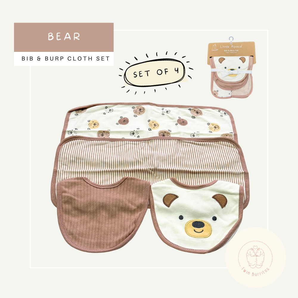 (Set of 4) Bib and Burp Cloth Set